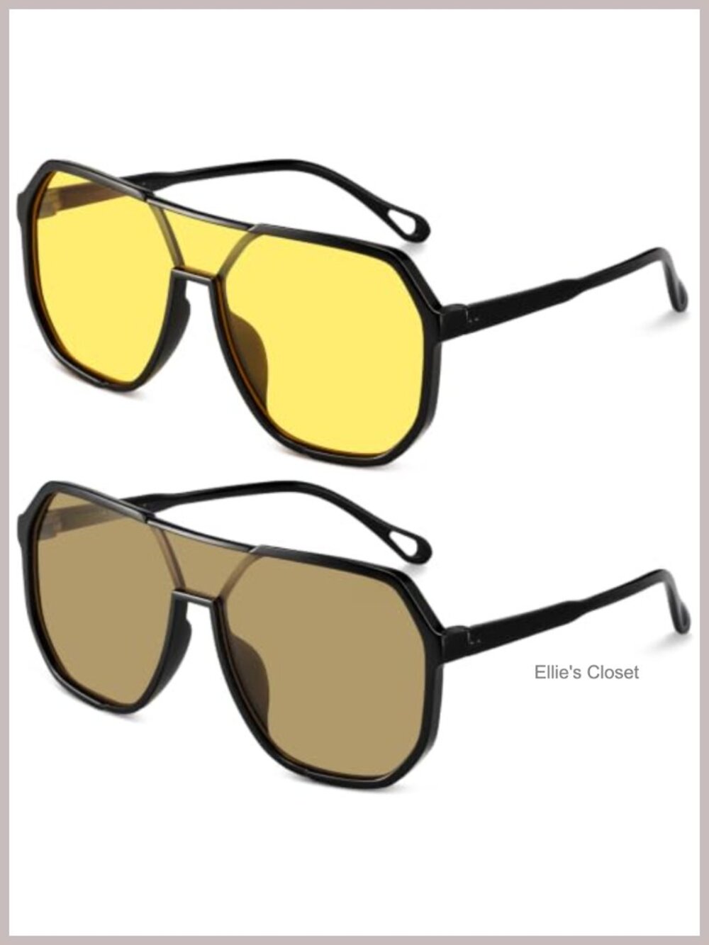 Oversized Retro Square Aviator Sunglasses UV400 Unisex Double Bridge